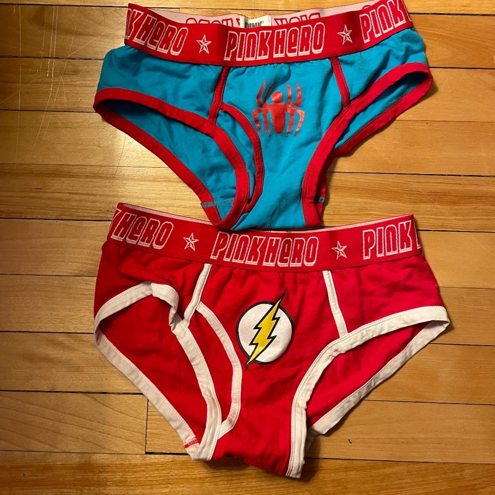 Pink Hero Cartoon Superhero Briefs